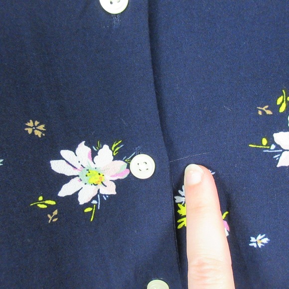 GAP Women's Navy Floral Print Button Front Midi Dress Size 12 - Picture 3 of 13